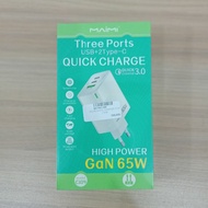 MAIMI 3 PORT USB+2 TYPE C C CHARGER ADAPTOR C109 65WATT