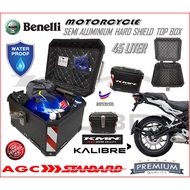 BENELLI SEMI ALUMINIUM WATERPPROOF TOP BOX 45LITER MOTORCYCLE HARD SHIELD TOP CASE KMN KALIBRE HIGH 