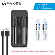 Palo 18650 Battery with 2 Slot 3.7v Rechargeable Li-ion Battery Charger for 18650 14500 18500 16350 26650 Battery