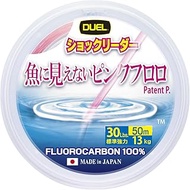 DUEL Shock Leader Pink Fluoro Fishing Line, Invisible to Fish, 30 m 2–10 lbs / 50 m 12–100 lbs / 30 
