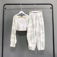 Set 3 món croptop khoác + 2 dây + jogger tiedye loang màu