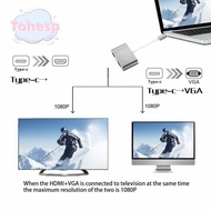 TOHESP Displayport/3.1 Ethernet Converter Dock, 4K Resolution 2 in 1 TypeC Hub to VGA +HD, Wide Comp