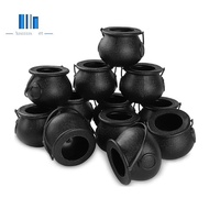 12Pcs Mini Black Cauldron with Handle Halloween Mini Witch Cauldron Halloween Pot Candy Holder for H