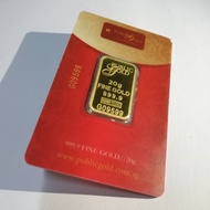 Public Gold 20 gram (24k) Emas Tulen 999 Original Gold Bar Investment Saving Pajak Gadai Arrahnu LBM