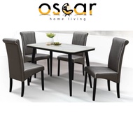 OSCARHOMELIVING Marble Dining Set/Marble Dining Table/ Meja Makan 4 Kerusi/ Meja Makan Marble/ Meja 