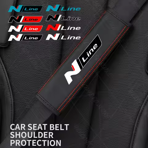 2Pcs For N LINE Emblem Logo Fastback Elantra Tucson Veloster I30 Ioniq Tuscani NX4 Leather Car Safet