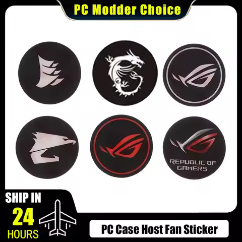 PC Case Host Fan Sticker ROG AORUS Logos Label Gold-plated Cooling Fan Stick Chassis Sticker GPU Dec