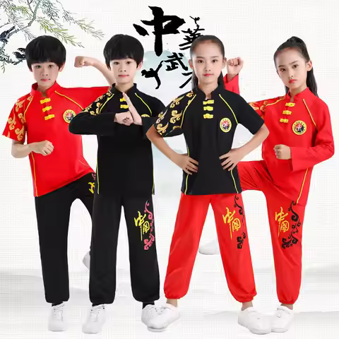 Kung Fu Uniform Martial Arts Taichi T-shirt for boy girl Children Short Sleeves Martial Arts Sets fo