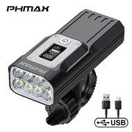 PHMAX ไฟฉายไฟ LED ชาร์จ USB ได้อลูมิเนียมสำหรับจักรยาน,ไฟฉายคุณภาพสูงไฟหน้าไฟหน้าจักรยานกันน้ำอุปกรณ์เสริมจักรยาน