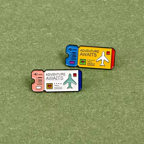 Creative Metal Badge Brooch Fashion All Match Flight Ticket Enamel Badge for Friend Gift Backpack Ha