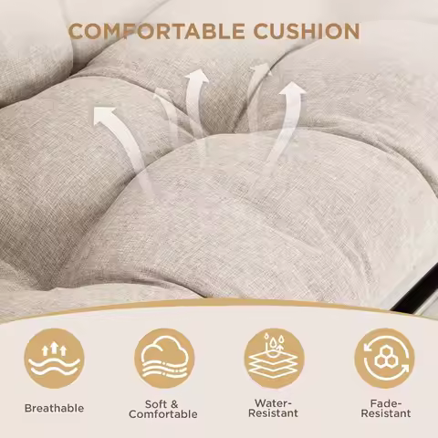 Oversized 2-Person Egg Chair Glider Rocking Chair, Heavy-Duty Wicker Rattan Outdoor Loveseat w/Thick