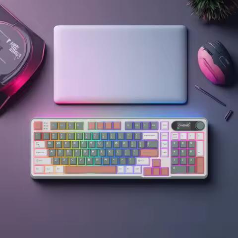 RK S98 ROYAL KLUDGE Top Mount Mechanical Keyboard TFT Screen Knob 96% RGB Backlit Tri-mode Wireless 
