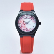 J.Bovier Swiss Movement Silicone & Leather Strap Quartz Women Watch [Free Gift] B28-22211-KRCR