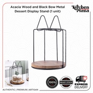 Acacia Wood and Black Bow Metal Dessert Display Stand (1 unit)