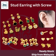 Helix earring Stud Earring with ball screw Fashion Earring with ball end (1 pair)