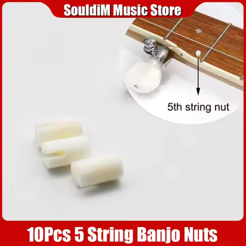 10Pcs Slotted Bone 5 String Banjo Nut D3x5MM Bone Nut for 5 String Banjo Music Parts