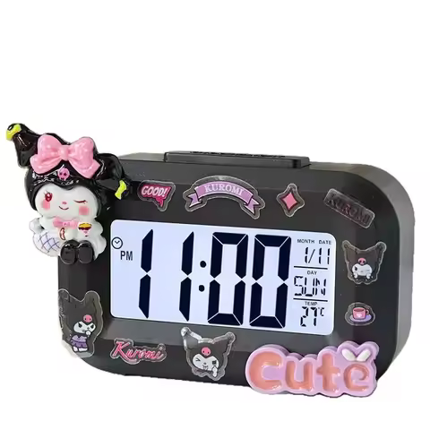 Kawaii Hello Kitty Alarm Clock Cute Desk Clock School Student Digtal Alarm Clock Birthday Gifts LED 