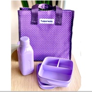 Tupperware My Lunch Set Purple / Tapao/ Divided Lunch Box / Lollitup / Bag/ Square Eco Bottle 500ml