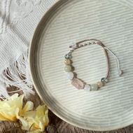 清新粉水晶貔貅彈性手鍊