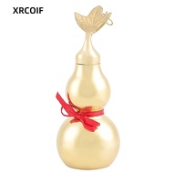 XRCOIF Brass Gourd, With Leaf Smooth Surface Feng Shui Gourd, Statues Brass Open Cover Brass Gourd D