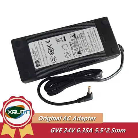 Genuine GVE GM152-240635-F AC/DC Adapter 24V 6.35A Charger Power Supply 5.5*2.5mm