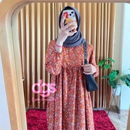 [New] Midi Dress Diandra Motif Bunga Rayon Viscose Daster Gamis Hijab