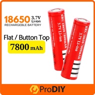 Bateri Boleh Cas Semula 18650 3.7V Flat Top / Button Top Rechargeable Battery 7800mAh ( 1 pcs / Wholesale )