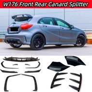 READY STOCK For Mercedes W176 Facelift & Pre-Facelift Front Canard Set & Rear Bumper Canard Splitter