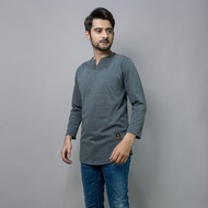 baju koko pria kaos kurta dewasa kaos kurta lengan panjang - abu tua misty xxl