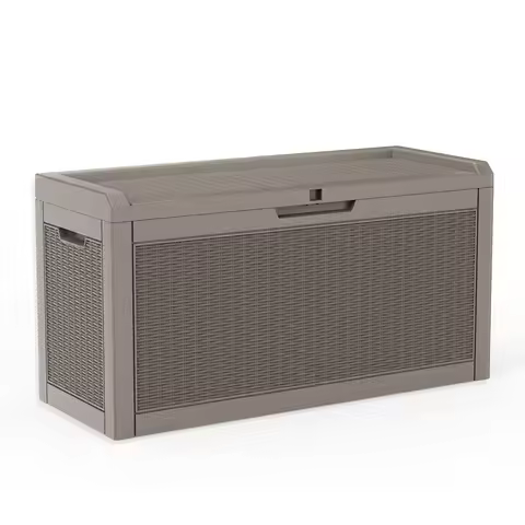 60Gallon Waterproof Outdoor Storage Box,Resin Deck Box,Lockable Outside Storage Box Container for Pa