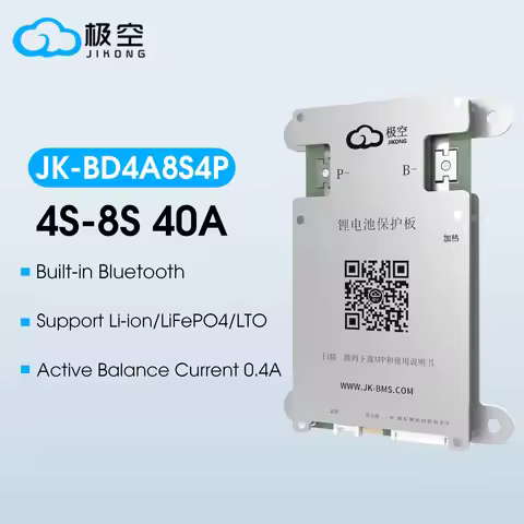 JIKONG JK-BD4A8S4P 4S 5S 6S 7S 8S 40A Lifepo4 BMS 12V 24V WITH 0.4A Active BMS 40A 60A Lifepo4 Li-Io