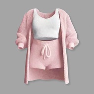 Women Fall Winter Clothes Winter Women Vest Shorts Coat Set 3-piece Women's Vest Shorts Coat Set Sty