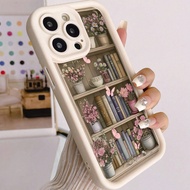 Ốp lưng mềm họa tiết giá sách & hoa tương thích với iPhone 16/15/XR/7P8P/P12ProMax/P13ProMax/P14ProM