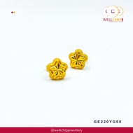 WELL CHIP Star Studs Earrings - 916 Gold/Anting-anting Kancing Bintang - 916 Emas
