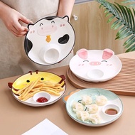 Cute Cartoon Dumpling Plate with Saucer Dish Dumpling Plate Ceramic Compartment Tray Dumpling Plate French Fries Dish Children's Dumpling Plate