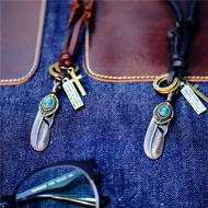 Takahashi Goro Alloy Feather Pendant Men Women Retro Cowhide Feather Necklace