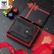 BULLCAPTAIN Leather Mens Wallet Premium Edition Ribbon Gift Box Set Multifunctional Trifold Zipper M
