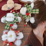 Christmas Bowknot Plush Hair Claw Clip - New Year Plush Grab Clip - Elegant, Sweet - Back Head Shark