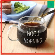 Td-da Good Morning Glass Coffee Cup 350ml White Printing 9H9D