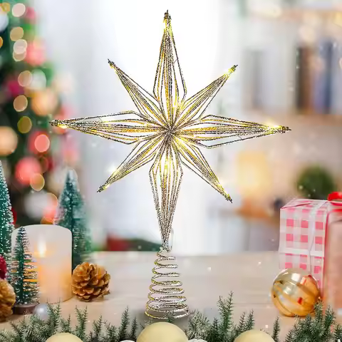 Christmas Tree Topper 3D Star Lighted Tree Topper Christmas Decorations Plug in Christmas Tree Toppe