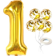 KatchOn, Giant Gold 1 Balloon for First Birthday - 40 Inch, Pack of 6 | Gold One Balloons for 1 Year