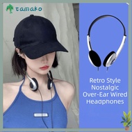 TAMAKO Headset, Universal Retractable Earphones, Y2k ABS Vintage 3.5mm Jack Head Mounted Headphones 