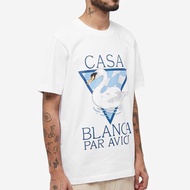 Ready Stock CASABLANCA Summer New Style Triangle White Swan Letter Print Loose Casual Pure Cotton Men Women Short-Sleeved T-Shirt Summer