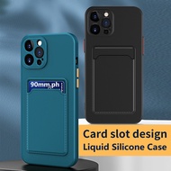 Casing Apple iPhone 6 6s 7 8 Plus XR X XS Max iphone13 Pro Max Mini Liquid Silicone Phone Case Cover With Card Slot Design &amp; Camera Protection