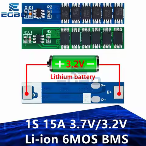 1~20PCS EGBO 1S 15A 3.7V/3.2V Li-ion 6MOS BMS PCM Battery Protection Board PCM for 18650 Lithium Lio