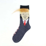 Funny and Funny Presidential Socks With 3D Fake Hair Round Neck Socks for Mens Street Clothing Hip