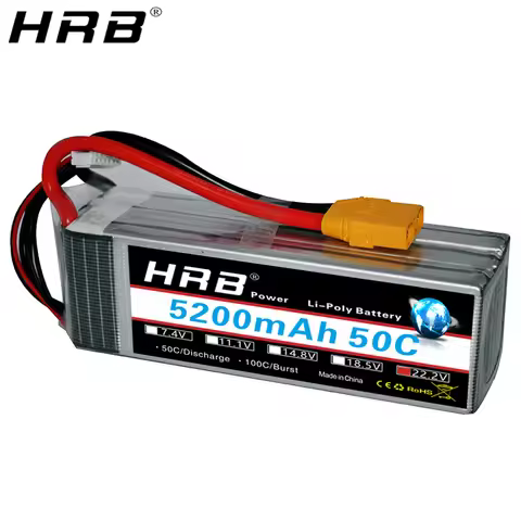 HRB Lipo Battery 22.2V 6S 5000mah 5200mah 50C XT90 EC5 XT60 T XT90S AS150 XT150 RC Airplanes Helicop