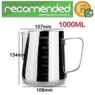 Onetwocups Espresso Latte Stainle Coffee Pitcher Glass - Silver - 1000ml Best Selling