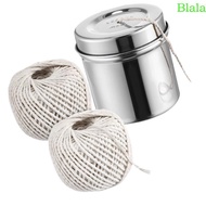 Blala 2 Rolls Cotton Butcher Twine String and Steel Dispenser For   Wrapping