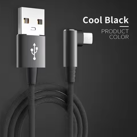 5A 5A Fast Charging Cable 90 Degree Angle Single Head Type C Cable 0.25m/1m/1.5m/2m Woven Shell Type
